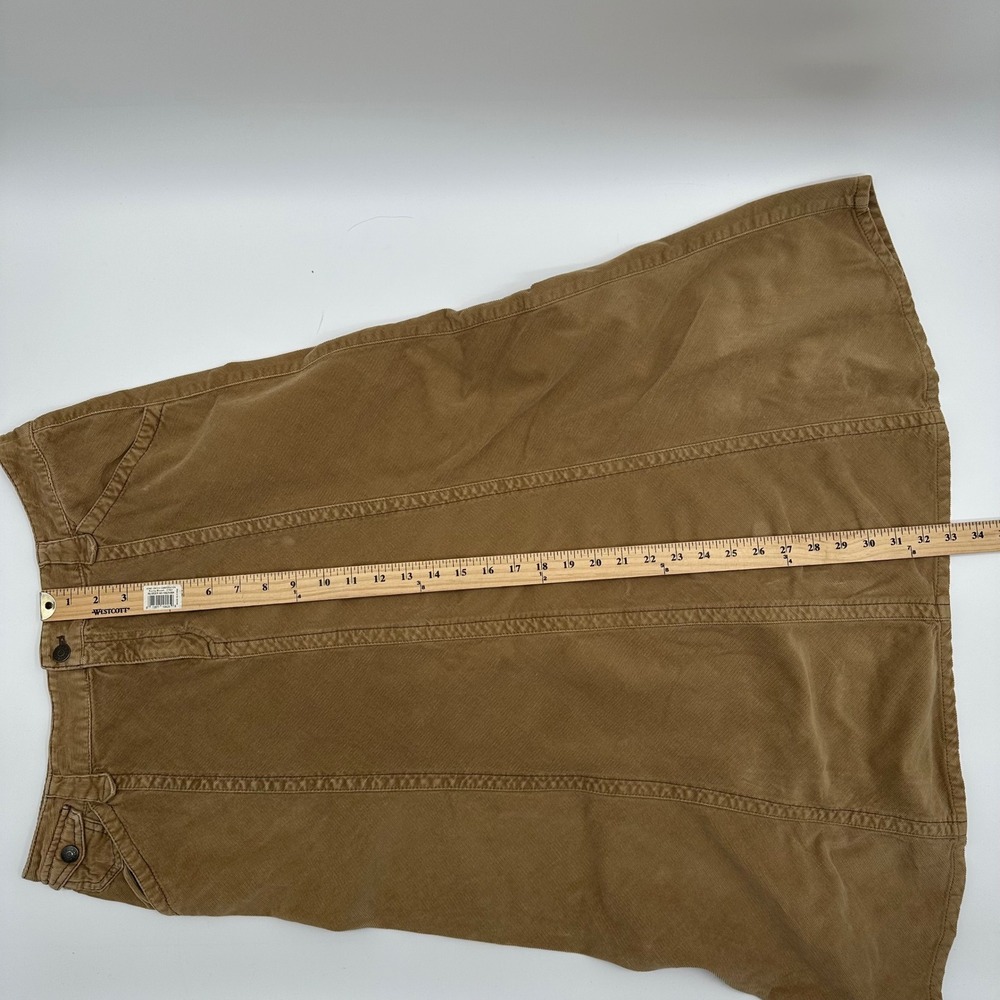 Eddie Bauer Tan Corduroy Midi Skirt Womens 10 Brown A-Line Stretch Cotton - Picture 7 of 9